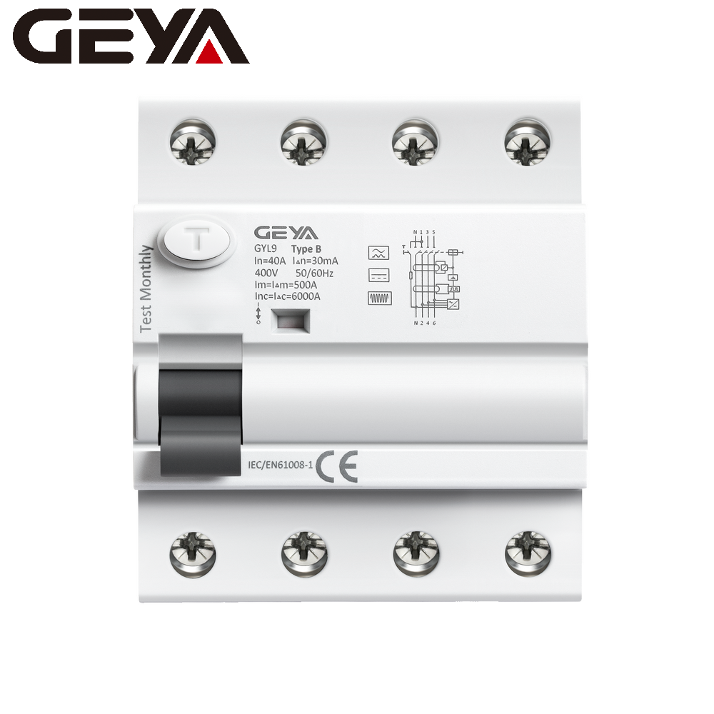 GEYA B Type RCCB Residual Current Circuit Breaker DC ELCB 2P 63 Amp 30mA Type B 10KA RCD