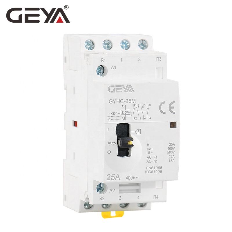 GEYA GYHC Modular Home Use AC Contactor 4Pole 4NO or 2NO2NC 16A 20A 25A Electrical Manually-operated Contactor DC