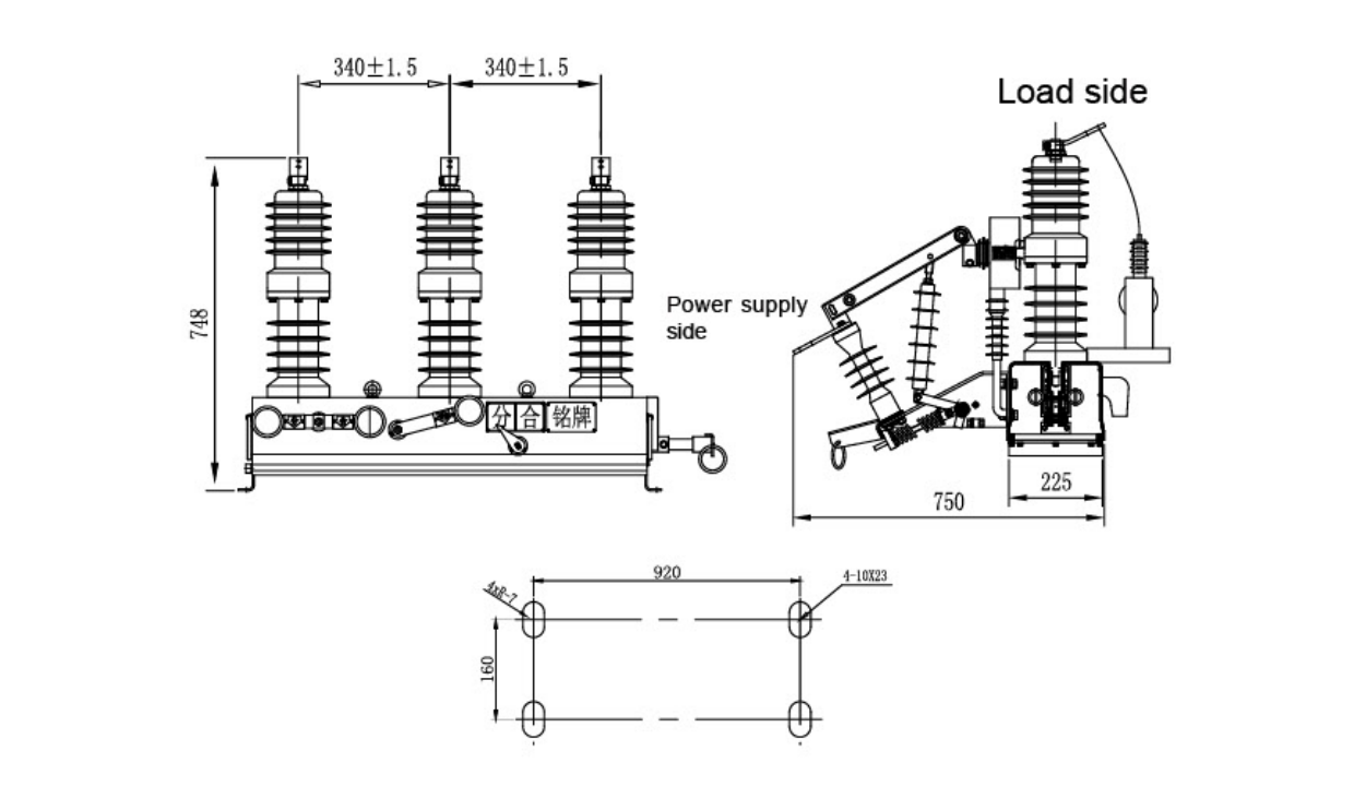 Three-phase AC High-voltage Distribution Vacuum Circuit Breaker 630A Circuit Breaker