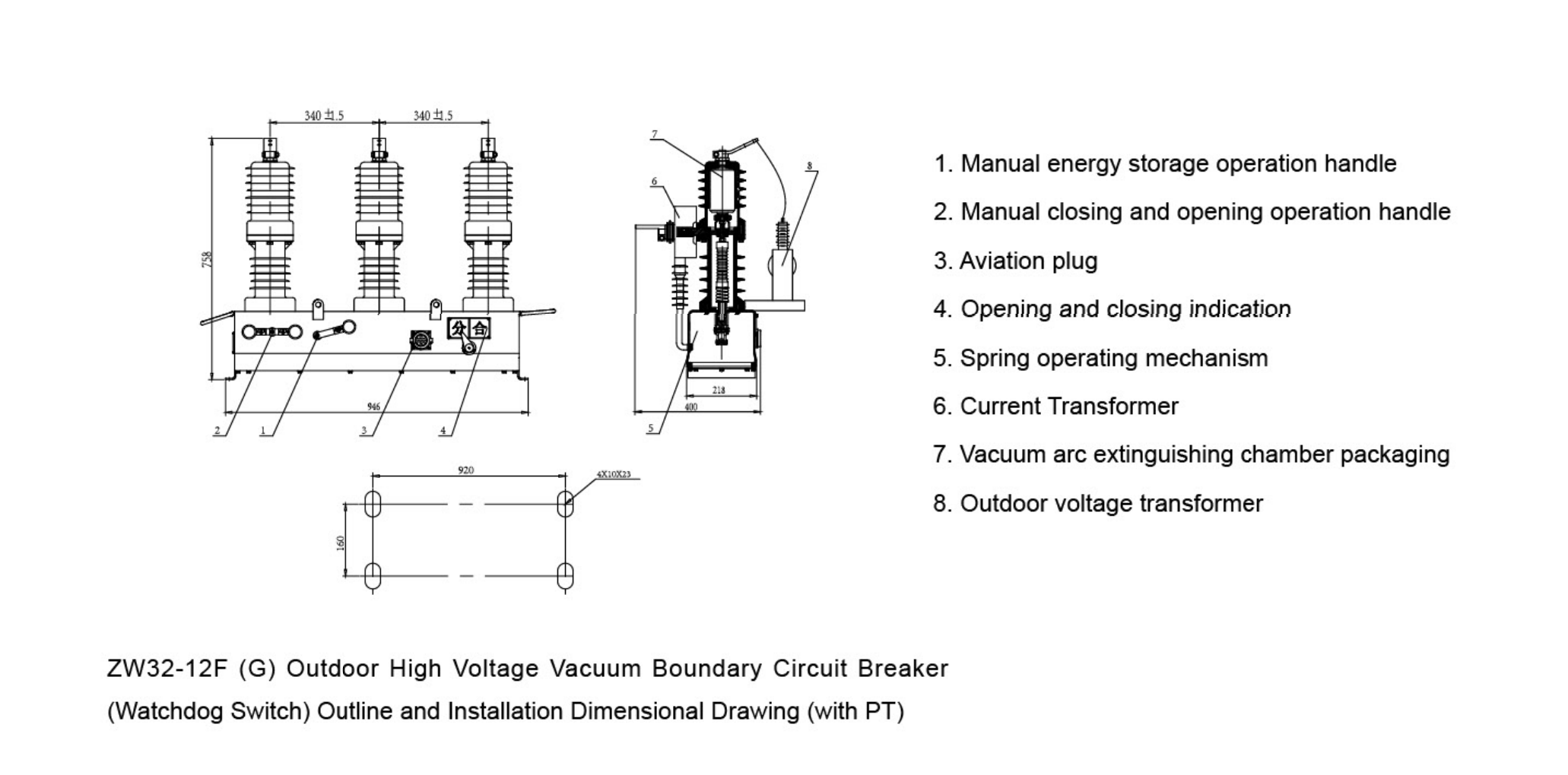 Three-phase AC High-voltage Distribution Vacuum Circuit Breaker 630A Circuit Breaker